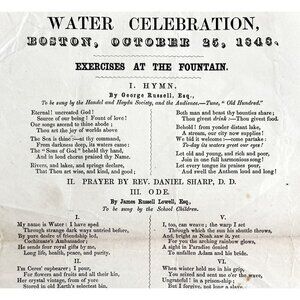 1848 Water Celebration Hymn Victorian Program Boston Nathan Hale RARE DWDD17